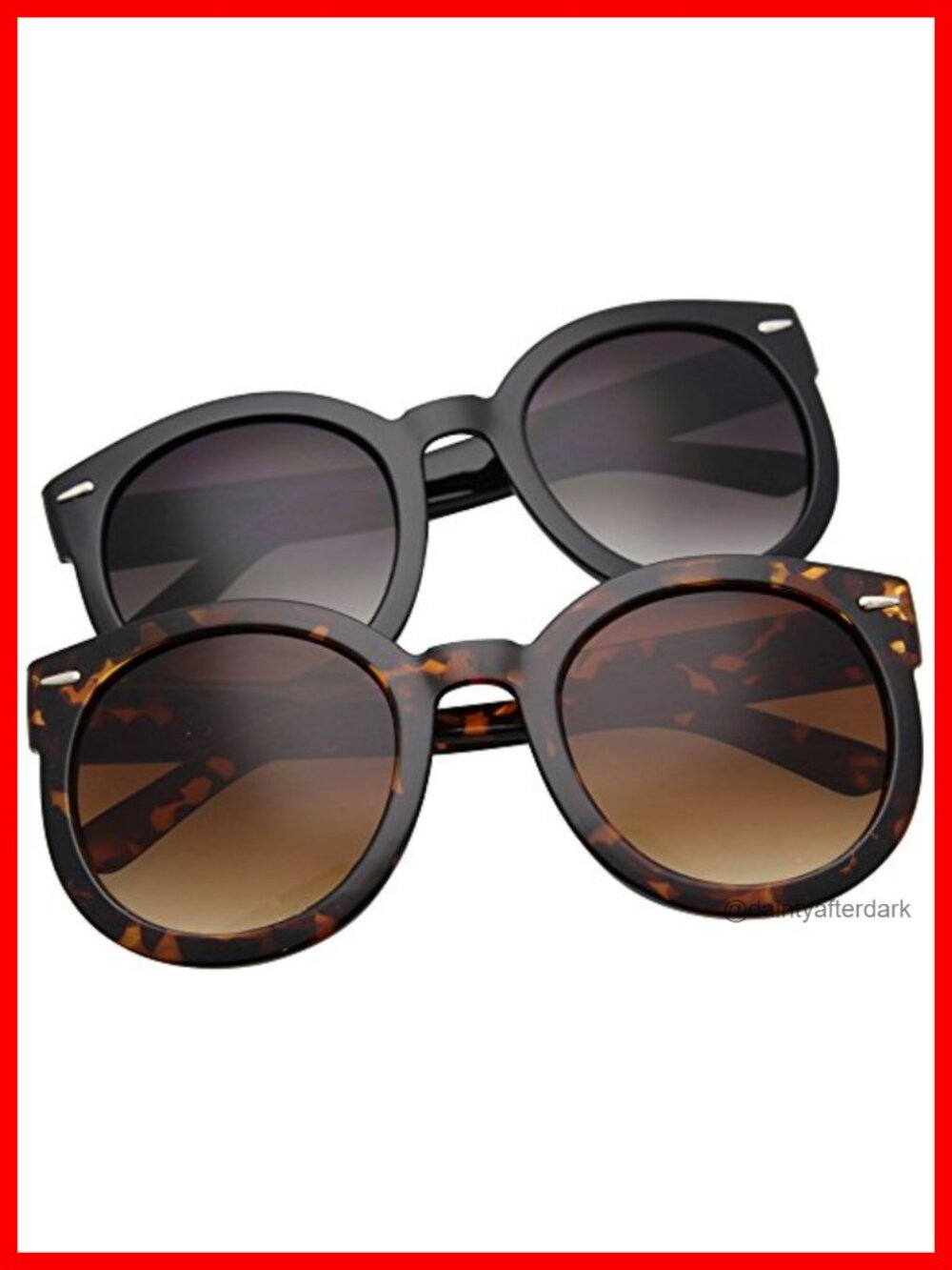 Oversized Round Sunglasses UV Protection Mod Fashion 2 Pack